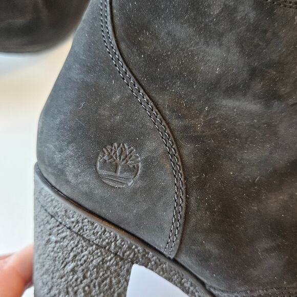 Timberland Tillston’s Lace Up Double Collar Black Leather Ankle Bootie Women's 7 - Picture 7 of 12